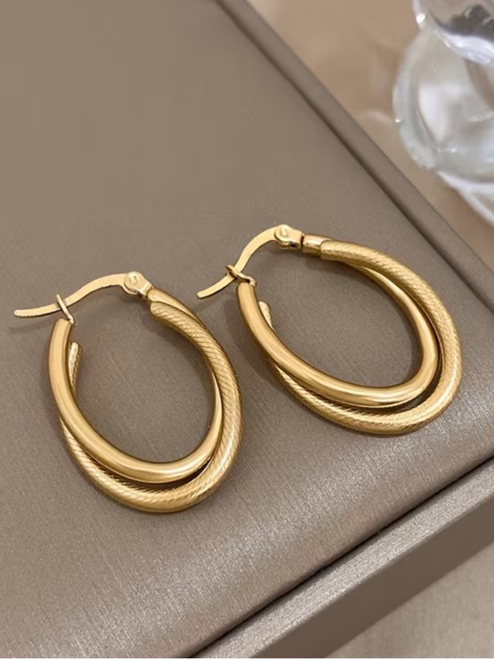 Jewelry - Stainless Steel Double Hoop Earrings